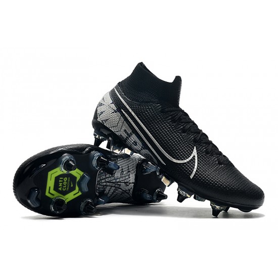 Nike Mercurial Superfly 7 Elite SG-PRO AC High Silver Black Green Football Boots