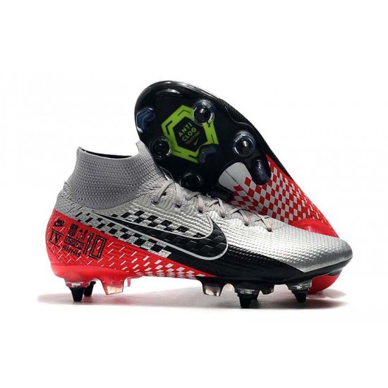 Nike Mercurial Superfly 7 Elite SG-PRO AC High Silver Black Red Football Boots