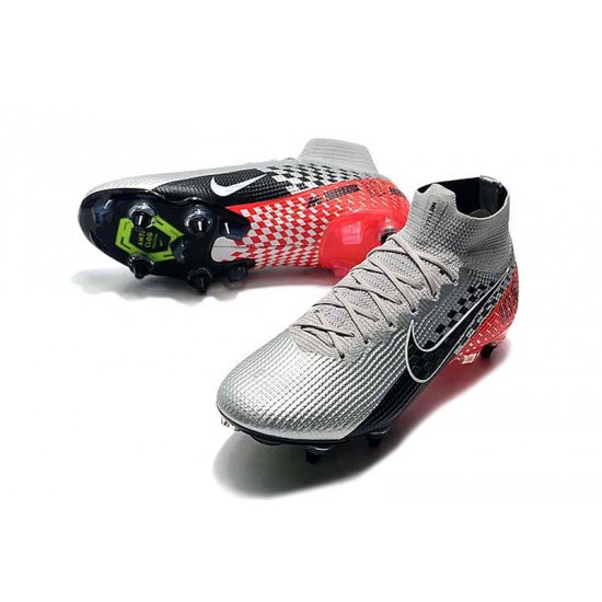 Nike Mercurial Superfly 7 Elite SG-PRO AC High Silver Black Red Football Boots