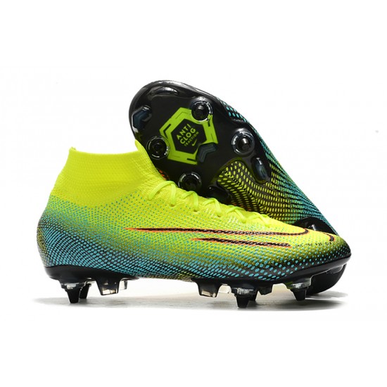 Nike Mercurial Superfly 7 Elite SG-PRO AC High Yellow Green Pink Football Boots