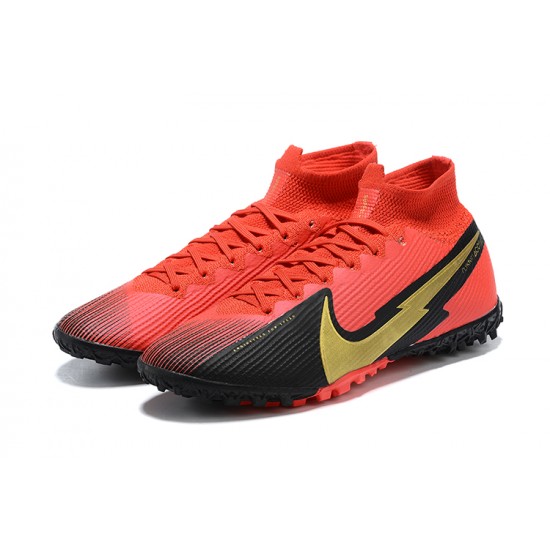 Nike Mercurial Superfly 7 Elite TF Black Gold Red Football Boots