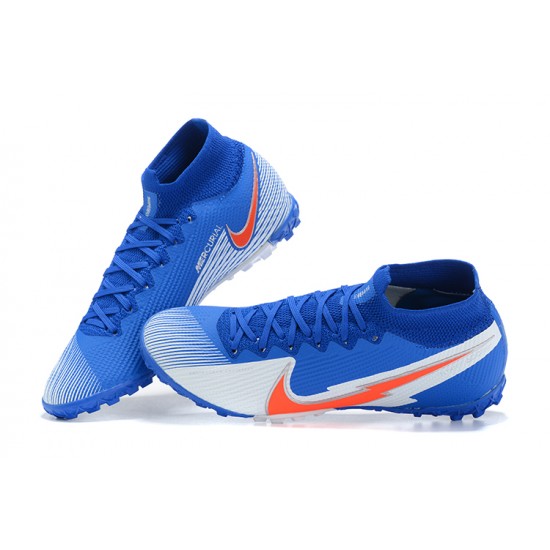 Nike Mercurial Superfly 7 Elite TF Blue Grey Orange Football Boots