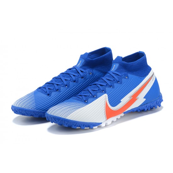 Nike Mercurial Superfly 7 Elite TF Blue Grey Orange Football Boots