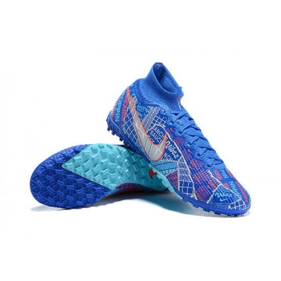 Nike Mercurial Superfly 7 Elite TF Deep Blue Silver Ltblue Football Boots