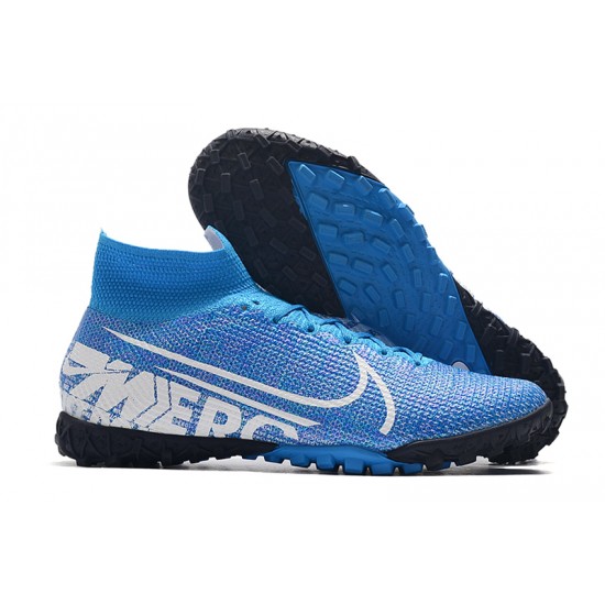 Nike Mercurial Superfly 7 Elite TF White Blue Football Boots