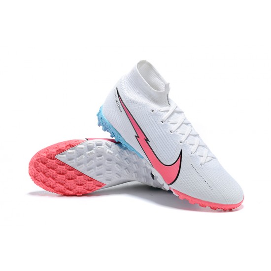 Nike Mercurial Superfly 7 Elite TF White Ltblue Peach Football Boots