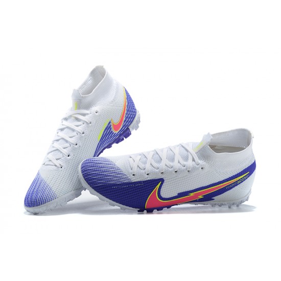 Nike Mercurial Superfly 7 Elite TF White Pink Deep Blue Football Boots