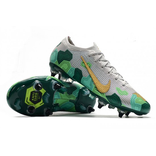 Nike Mercurial Vapor 13 Elite SG Low Grey Gold Green Football Boots