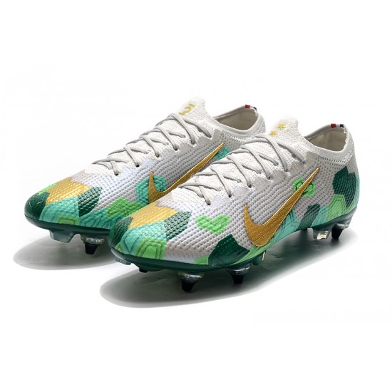 Nike Mercurial Vapor 13 Elite SG Low Grey Gold Green Football Boots