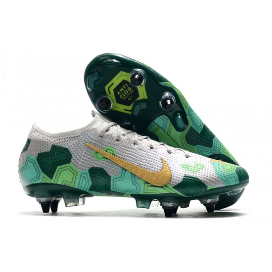 Nike Mercurial Vapor 13 Elite SG Low Grey Gold Green Football Boots