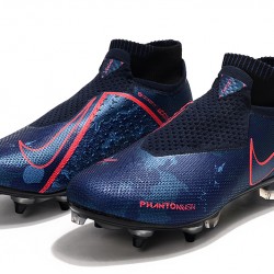 Nike Phantom VSN Elite DF SG-Pro Anti Clog High Deep Blue Black Red Football Boots