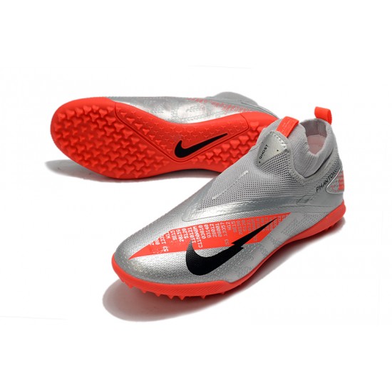 Nike React Phantom Vision 2 Pro Dynamic Fit TF Silver Orange Black Football Boots