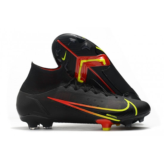 Nike Superfly 8 Elite FG High Mens Womens Black Yellow Red Football Boots