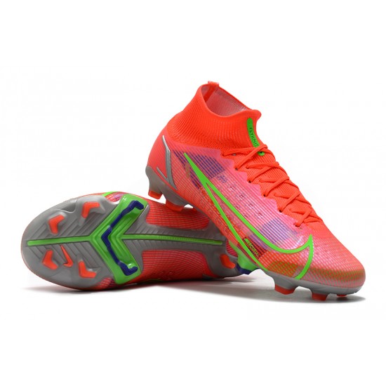 Nike Superfly 8 Elite FG High Mens Womens Green Red Silver Football Boots