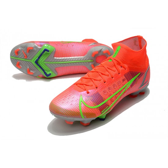 Nike Superfly 8 Elite FG High Mens Womens Green Red Silver Football Boots