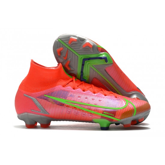 Nike Superfly 8 Elite FG High Mens Womens Green Red Silver Football Boots