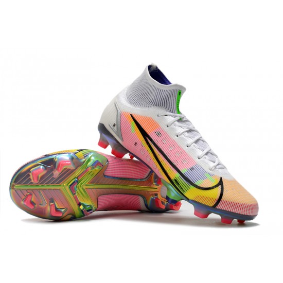 Nike Superfly 8 Elite FG High Mens Womens White Yellow Black Orange Football Boots