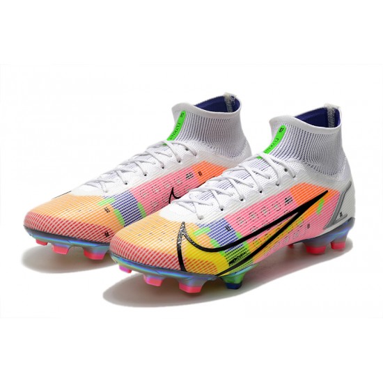 Nike Superfly 8 Elite FG High Mens Womens White Yellow Black Orange Football Boots