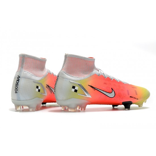 Nike Superfly 8 Elite High FG Mens Womens Orange Silver White Football Boots