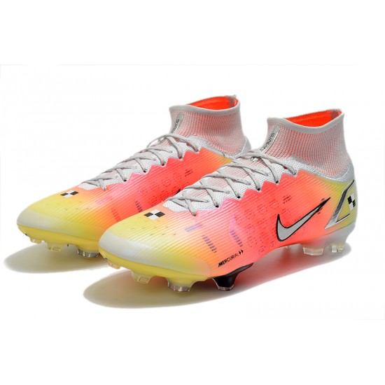 Nike Superfly 8 Elite High FG Mens Womens Orange Silver White Football Boots