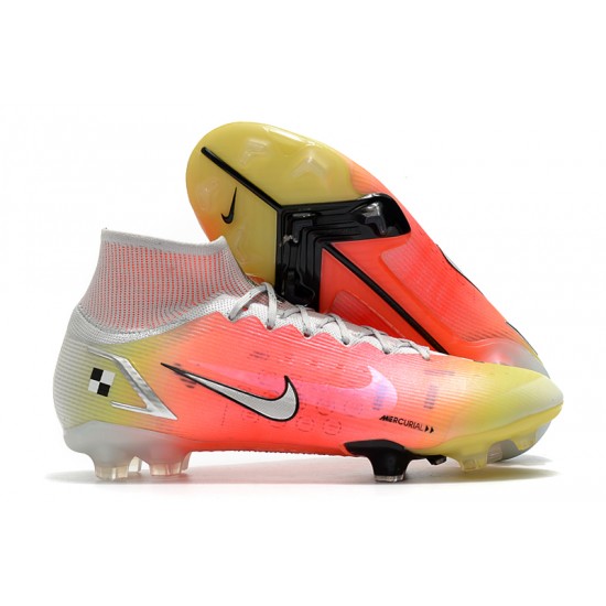 Nike Superfly 8 Elite High FG Mens Womens Orange Silver White Football Boots