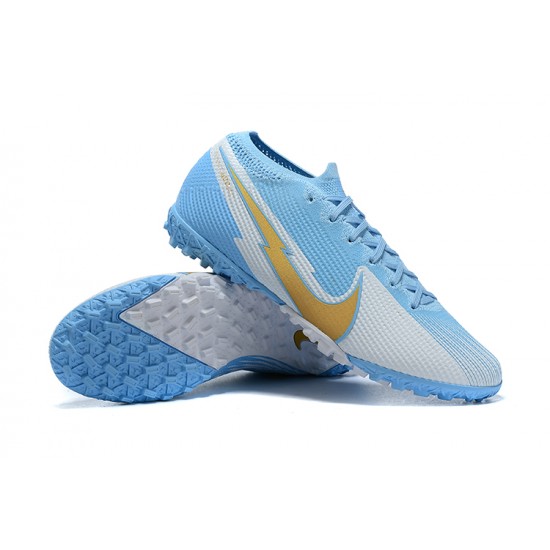 Nike Vapor 13 Elite TF Ltblue Grey Gold Football Boots