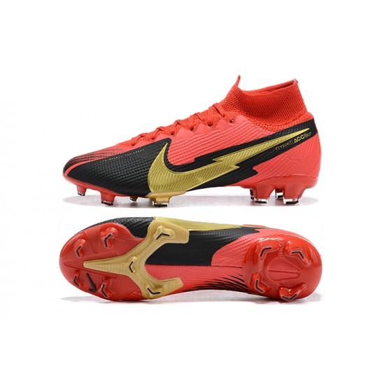 Nike Mercurial Superfly 7 Elite FG Black Deep Red Gold Football Boots