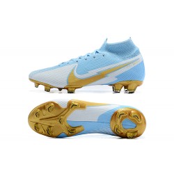 Nike Mercurial Superfly 7 Elite FG Ltblue Gold Grey Football Boots