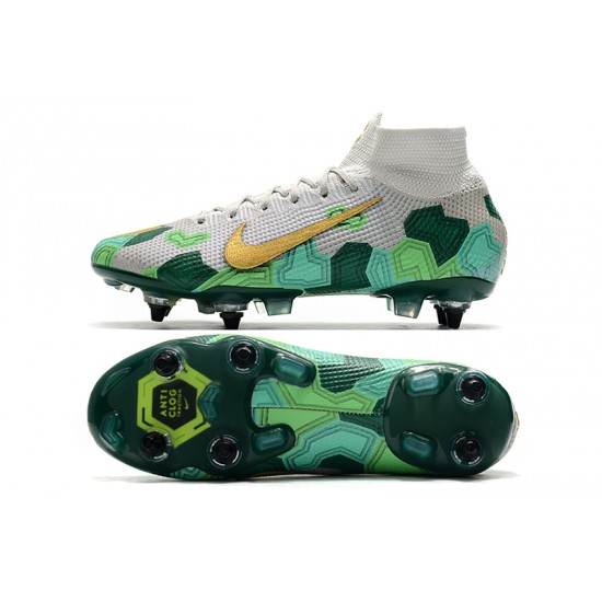 Nike Mercurial Superfly 7 Elite SE SG High Grey Gold Green Football Boots