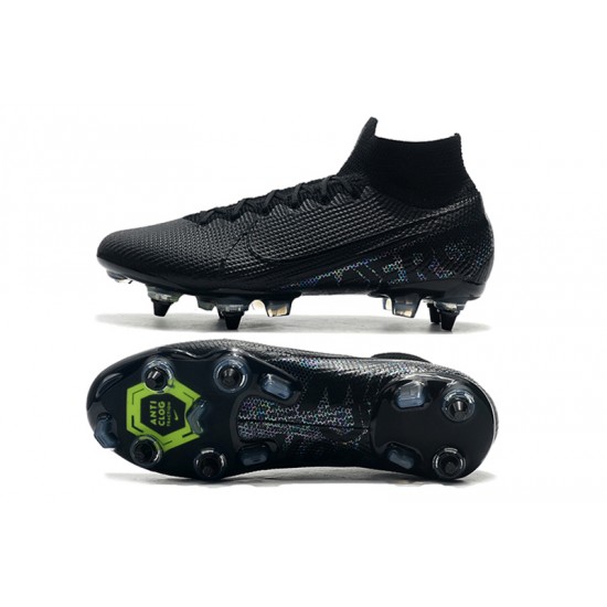 Nike Mercurial Superfly 7 Elite SG-PRO AC High Black Green Football Boots