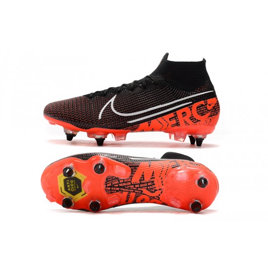 Nike Mercurial Superfly 7 Elite SG-PRO AC High Black White Orange Football Boots