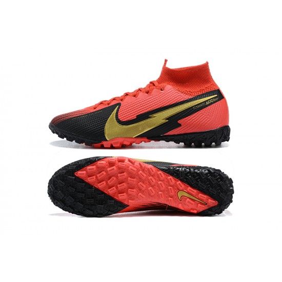 Nike Mercurial Superfly 7 Elite TF Black Gold Red Football Boots