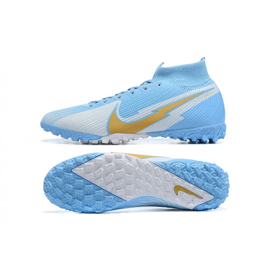 Nike Mercurial Superfly 7 Elite TF Gold Grey Ltblue Football Boots