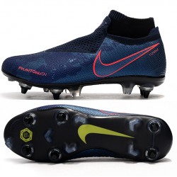 Nike Phantom VSN Elite DF SG-Pro Anti Clog High Deep Blue Black Red Football Boots
