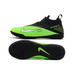 Nike React Phantom Vision 2 Pro Dynamic Fit TF Black Silver Green Football Boots