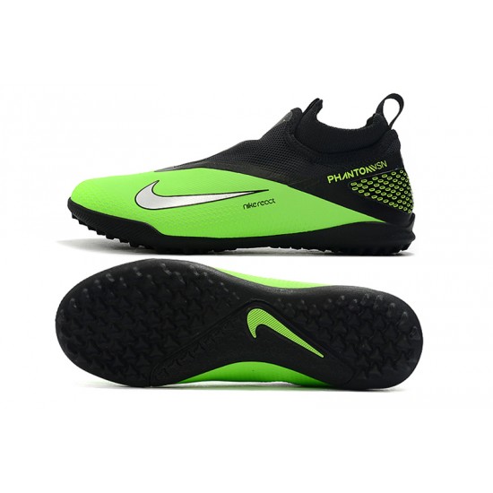 Nike React Phantom Vision 2 Pro Dynamic Fit TF Black Silver Green Football Boots