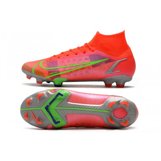 Nike Superfly 8 Elite FG High Mens Womens Green Red Silver Football Boots