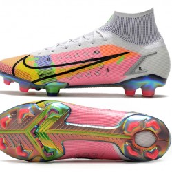 Nike Superfly 8 Elite FG High Mens Womens White Yellow Black Orange Football Boots