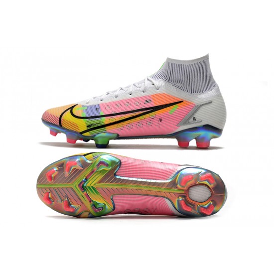 Nike Superfly 8 Elite FG High Mens Womens White Yellow Black Orange Football Boots