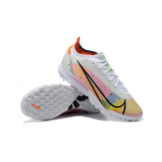 Nike Vapor 14 Elite TF Low Mens White Yellow Black Football Boots