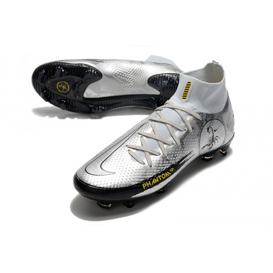 Nike Phantom Scorpion Elite Dynamic Fit FG Low Mens Silver Yellow Black Football Boots