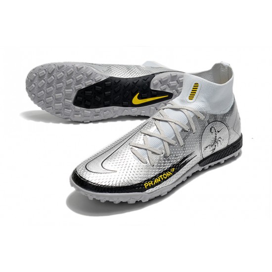 Nike Phantom Scorpion Elite Dynamic Fit TF High Mens Silver Yellow Black Football Boots