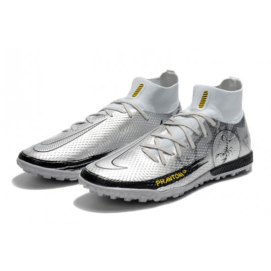 Nike Phantom Scorpion Elite Dynamic Fit TF High Mens Silver Yellow Black Football Boots