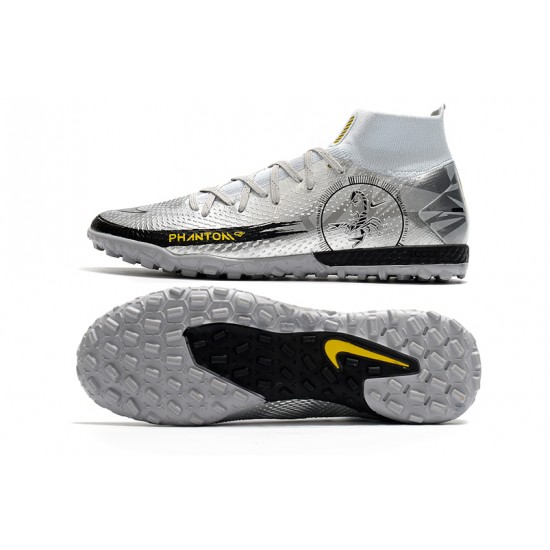 Nike Phantom Scorpion Elite Dynamic Fit TF High Mens Silver Yellow Black Football Boots Nike Phantom Scorpion Elite Dynamic Fit TF High Mens Silver Yellow Black Football Boots