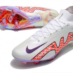 Nike Air Zoom Mercurial Superfly IX Elite FG High White Orange Gold Football Boots 