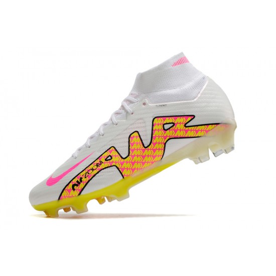 Nike Air Zoom Mercurial Superfly IX Elite FG High White Yellow Peach Football Boots