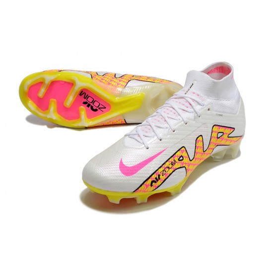 Nike Air Zoom Mercurial Superfly IX Elite FG High White Yellow Peach Football Boots