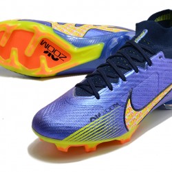 Nike Air Zoom Mercurial Superfly IX Elite FG High Yellow Blue Black Football Boots 