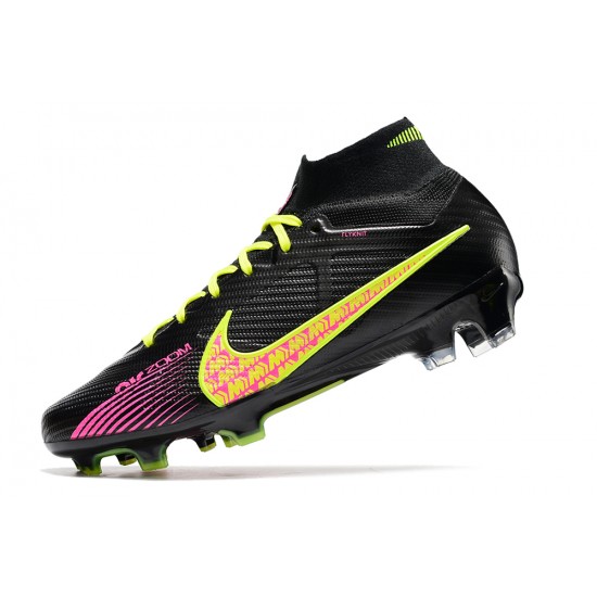 Nike Air Zoom Mercurial Superfly IX Elite High FG Black Yellow Pink Football Boots