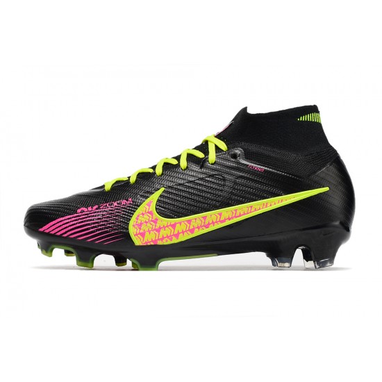 Nike Air Zoom Mercurial Superfly IX Elite High FG Black Yellow Pink Football Boots